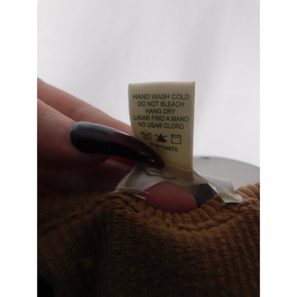 Bozzolo Tan Ribbed Knit Crop Top Deep Scoop Neck M/L - Picture 11 of 11